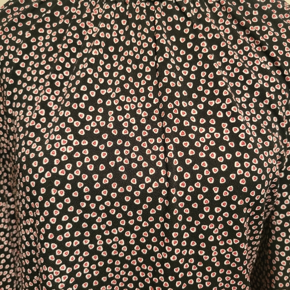 ADRIANNA PAPELL HEART PRINT BLOUSE LONG SLEEVE WOMENS SIZE MED - Picture 2 of 9